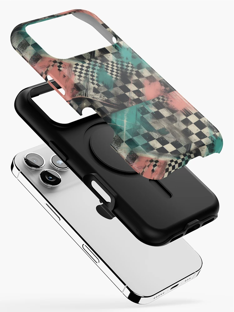 Thumbnail 2 of 4, iPhone Case, Vibrant Checkered Pattern designed and sold by RuggedSchemes.
