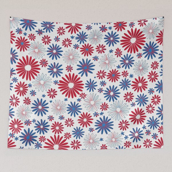Item preview, White, Red, Blue Daisies - Abstract designed and sold by sonjas.
