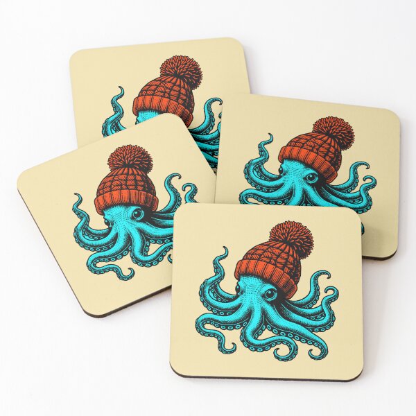 Item preview, Octopus in winter with woolen cap designed and sold by DekoDesignsHub.