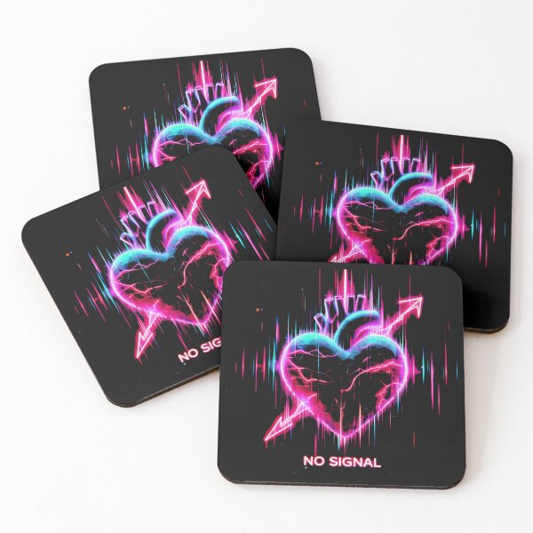 Item preview, No Signal Neon Heart Pierced By Arrow With Colorful Signal Disturbance And Black Background designed and sold by SplashTastic.