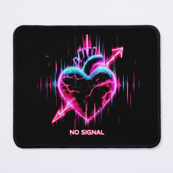 Item preview, No Signal Neon Heart Pierced By Arrow With Colorful Signal Disturbance And Black Background designed and sold by SplashTastic.