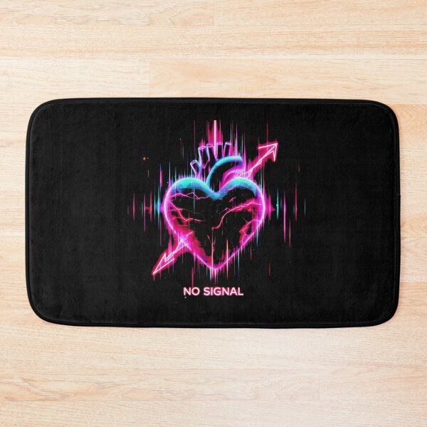Item preview, No Signal Neon Heart Pierced By Arrow With Colorful Signal Disturbance And Black Background designed and sold by SplashTastic.