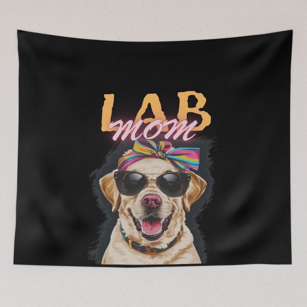 Item preview, Lab Mom - Cool Labrador Wearing Sunglasses Pink & Teal Necklace Ribbon  designed and sold by Smix Pixels.