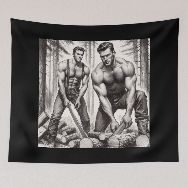 Item preview, 1940's Lumberjack Hunks LGBTQ Gay Pride Graphic Design designed and sold by ItsAKinkThing.