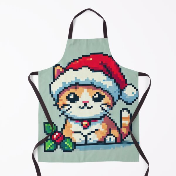Artikelvorschau, Katze mit Weihnachtsmütze Pixelart entworfen und verkauft von TheMysticCats.