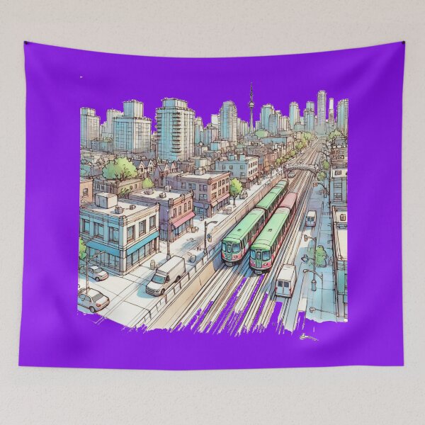 Item preview, Kipling Subway Station 3D Sketch – Southwest Aerial View towards Bloor East,  designed and sold by PaintMeWorld.