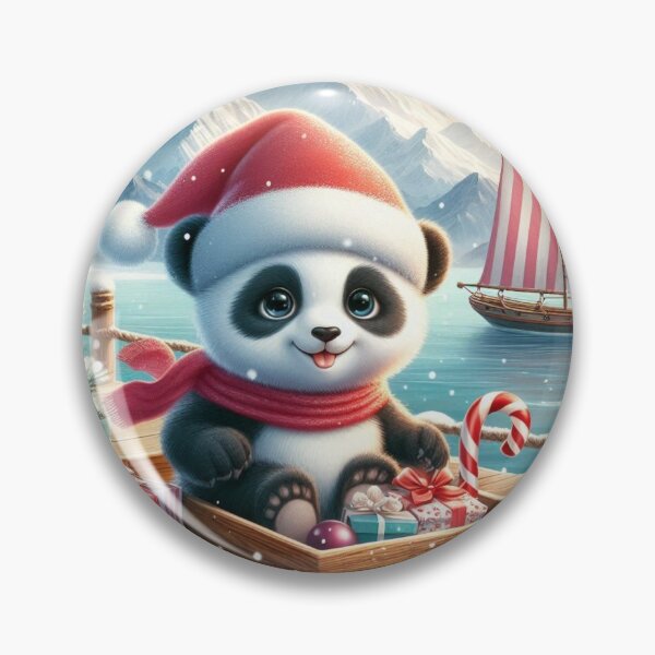 Item preview, "Adorable Winter Wonderland Panda with Christmas Gifts and Sailboat" designed and sold by choder61.