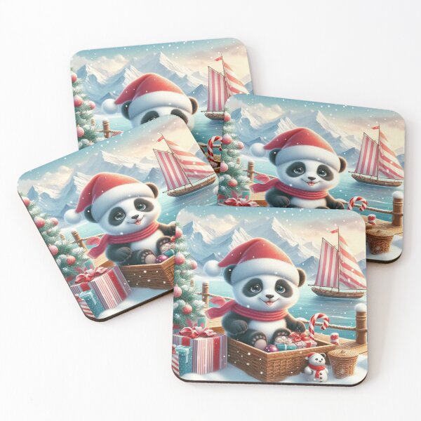 Item preview, "Adorable Winter Wonderland Panda with Christmas Gifts and Sailboat" designed and sold by choder61.