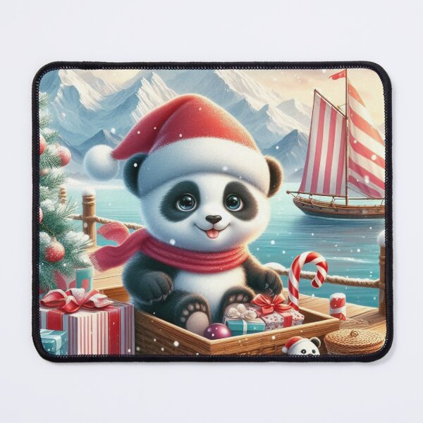 Item preview, "Adorable Winter Wonderland Panda with Christmas Gifts and Sailboat" designed and sold by choder61.