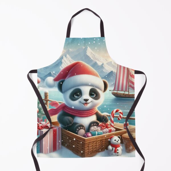Item preview, "Adorable Winter Wonderland Panda with Christmas Gifts and Sailboat" designed and sold by choder61.