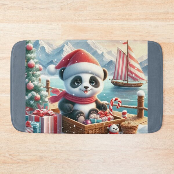 Item preview, "Adorable Winter Wonderland Panda with Christmas Gifts and Sailboat" designed and sold by choder61.