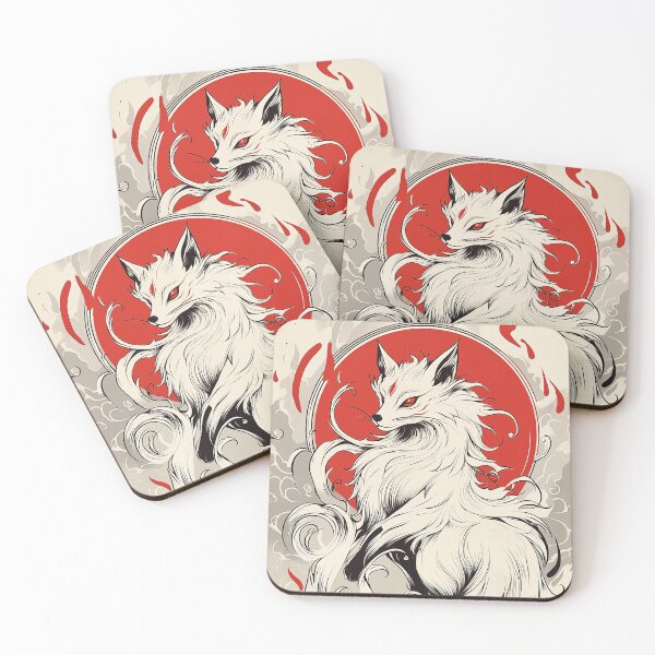 Aperçu de l'œuvre Renard Kitsune blanc japonais créée et vendue par PetsArt.