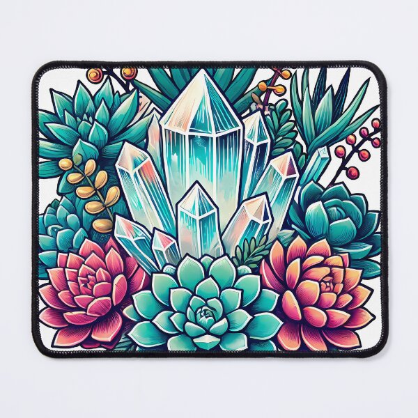 Item preview, Aesthetic arrangement of crystal druse and suculents designed and sold by CharmSpell.