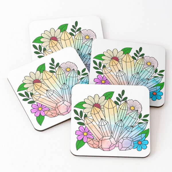 Item preview, Rainbow watercolor crystals and flowers designed and sold by CharmSpell.