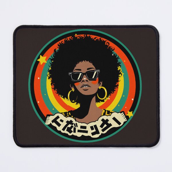 Item preview, Retro Afro Woman with Sunglasses and Japanese Text designed and sold by GALUMARKET.