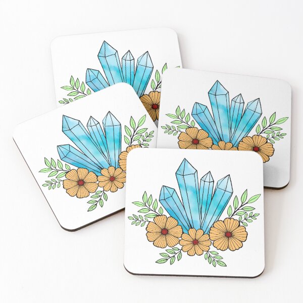 Item preview, Blue watercolor crystal druse and flowers Sticker designed and sold by CharmSpell.
