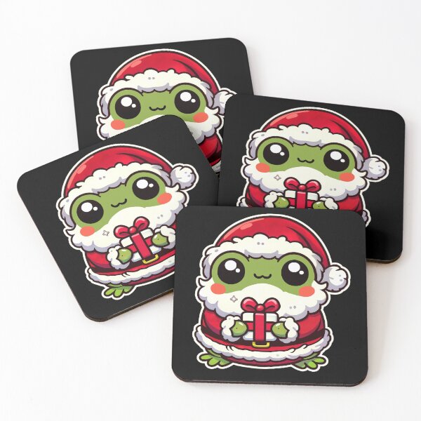 Item preview, Kawaii Frog - Adorable Frog Santa with Christmas Gift Illustration designed and sold by DesignDoodleArt.