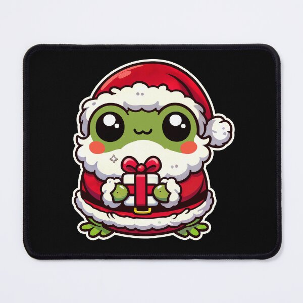 Item preview, Kawaii Frog - Adorable Frog Santa with Christmas Gift Illustration designed and sold by DesignDoodleArt.