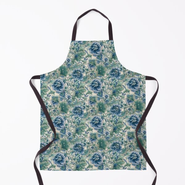 Item preview, Seamless pattern of cotton fabrics with blue and green floral motiv designed and sold by MiraCleAI.
