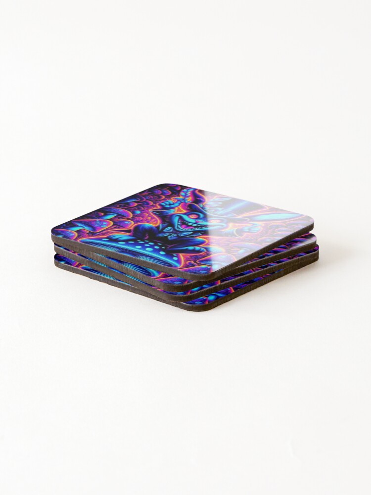 Thumbnail 4 of 5, Coasters (Set of 4), Psychedelic Rabbit designed and sold by Shs-Kenya.