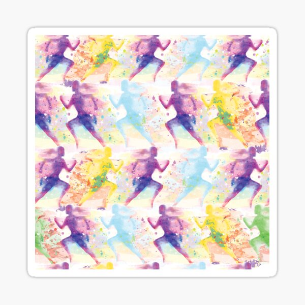 Watercolor women runner pattern Sticker