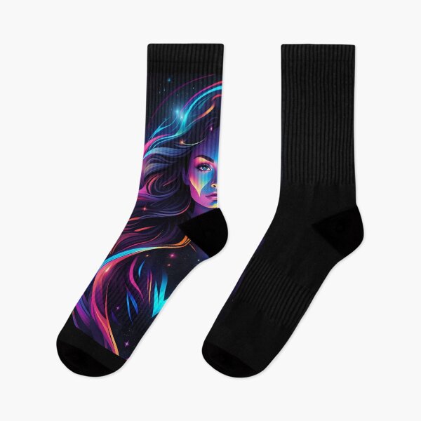Item preview, Fantasy Girl in Vivid Neon Colors | Cosmic Beauty & Fantasy Starry Night Art designed and sold by Whisky1111.