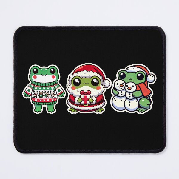 Item preview, Kawaii Frog - Adorable Frog Santa with Christmas Gift Illustration designed and sold by DesignDoodleArt.