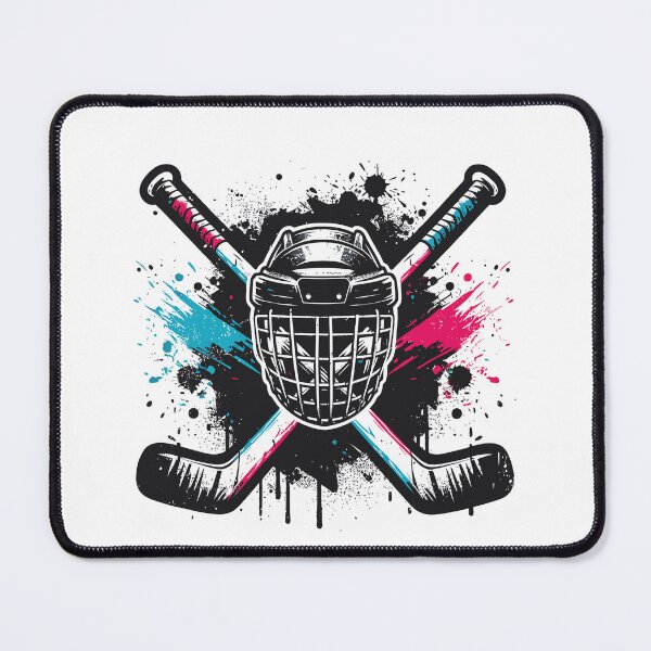 Item preview, Hockey Mask with Crossed Sticks and Color Splashes designed and sold by DrawHandArt.
