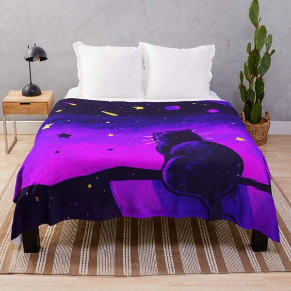 Item preview, A cat looking at the starry sky in night time 1 designed and sold by MerryCrown.