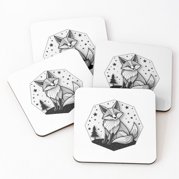 Item preview, cute black and white origami fox with star designed and sold by s-flo-art.