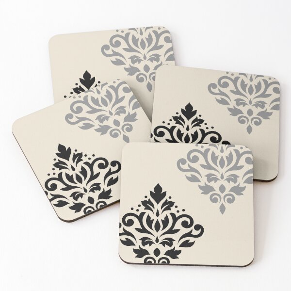 Item preview, Scroll Damask Art I Black Grey Cream designed and sold by NataliePaskell.