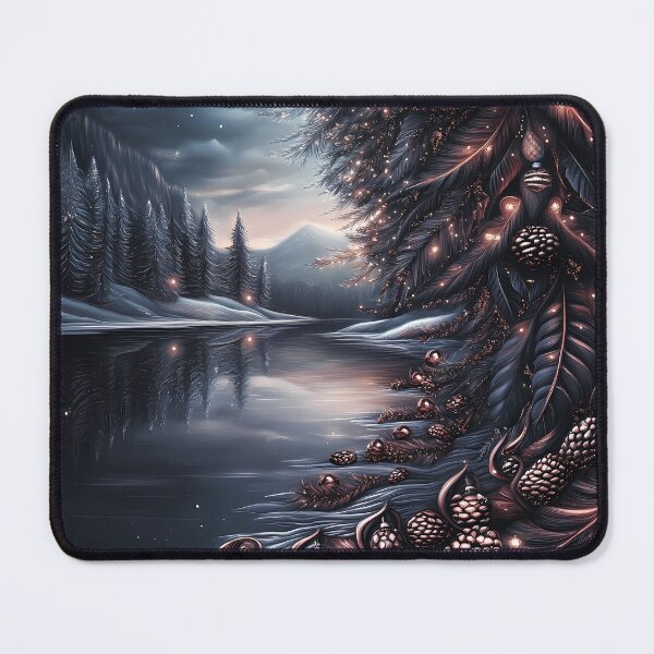 Item preview, Snowy mountains and river.mountain landscape.Winter night.Winter landscape. designed and sold by MagelliShop.