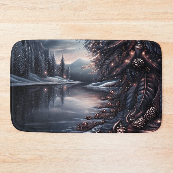 Item preview, Snowy mountains and river.mountain landscape.Winter night.Winter landscape. designed and sold by MagelliShop.