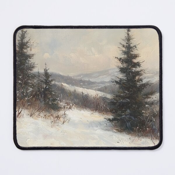 Aperçu de l'œuvre Peinture à l'huile vintage de paysage d'hiver créée et vendue par KootenayDesigns.