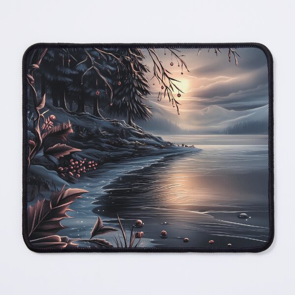 Item preview, Snowy mountains and river.mountain landscape.Winter night.Winter landscape. designed and sold by MagelliShop.
