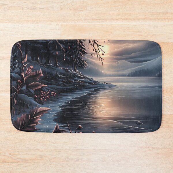 Item preview, Snowy mountains and river.mountain landscape.Winter night.Winter landscape. designed and sold by MagelliShop.