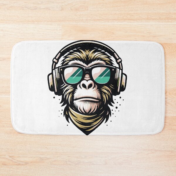 Item preview, Cool Monkey with Headphones and Sunglasses Retro Art designed and sold by DrawHandArt.