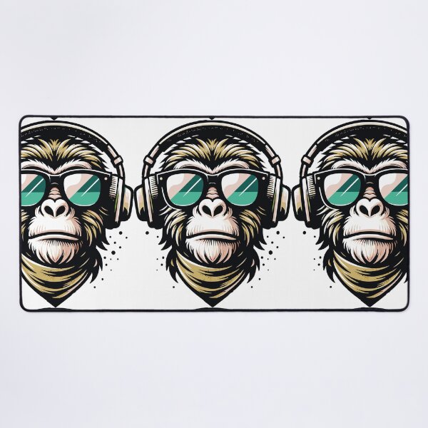 Item preview, Cool Monkey with Headphones and Sunglasses Retro Art designed and sold by DrawHandArt.