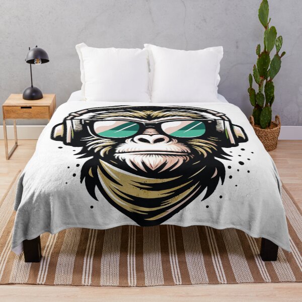 Item preview, Cool Monkey with Headphones and Sunglasses Retro Art designed and sold by DrawHandArt.
