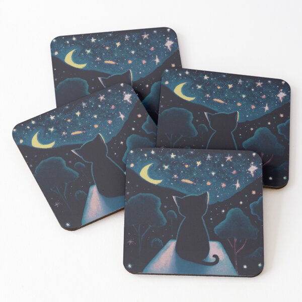 Item preview, A cat looking at the amazing starry sky in night time! designed and sold by MerryCrown.
