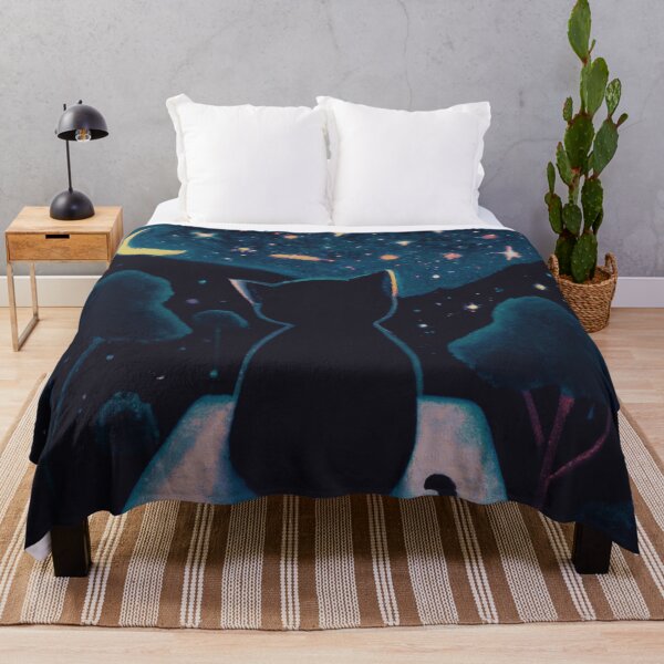 Item preview, A cat looking at the amazing starry sky in night time! designed and sold by MerryCrown.
