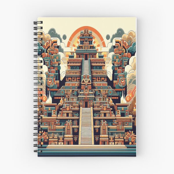 Item preview, El Templo Mayor de México en diseño azteca Cuaderno de espiral designed and sold by anaamal.