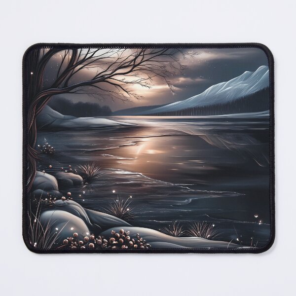 Item preview, Snowy mountains and river.mountain landscape.Winter night.Winter landscape. designed and sold by MagelliShop.