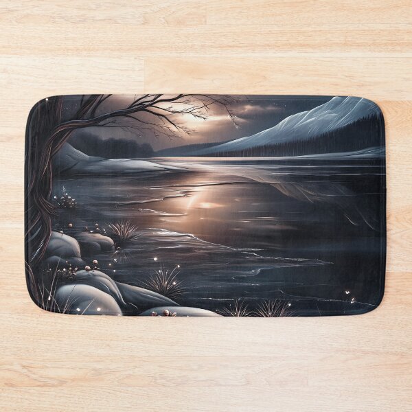 Item preview, Snowy mountains and river.mountain landscape.Winter night.Winter landscape. designed and sold by MagelliShop.