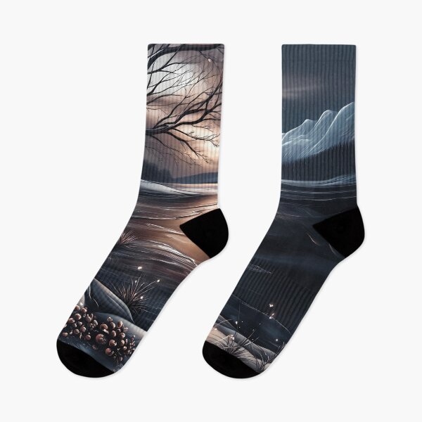 Item preview, Snowy mountains and river.mountain landscape.Winter night.Winter landscape. designed and sold by MagelliShop.