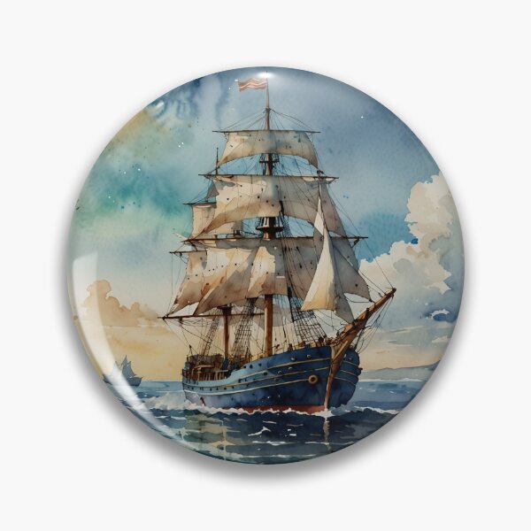 Item preview, Ship in Blue Ocean designed and sold by Enchanting Art Vista.