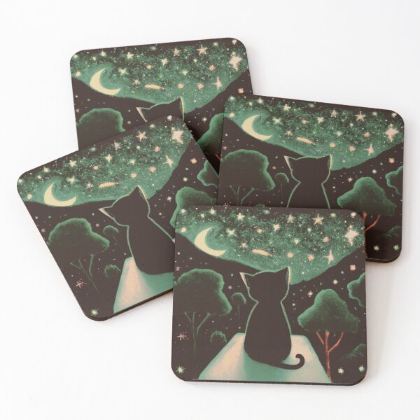 Item preview, A cat looking at the amazing starry sky in night time!! designed and sold by MerryCrown.
