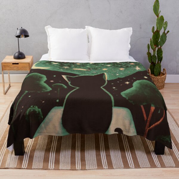 Item preview, A cat looking at the amazing starry sky in night time!! designed and sold by MerryCrown.