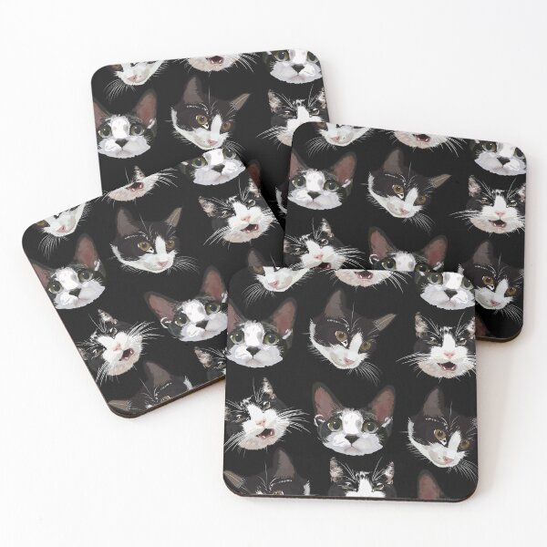 Item preview, Cute tuxedo cat faces with different expressions designed and sold by hateeyes.
