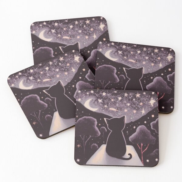 Item preview, A cat looking at the amazing starry sky in night time!! designed and sold by MerryCrown.